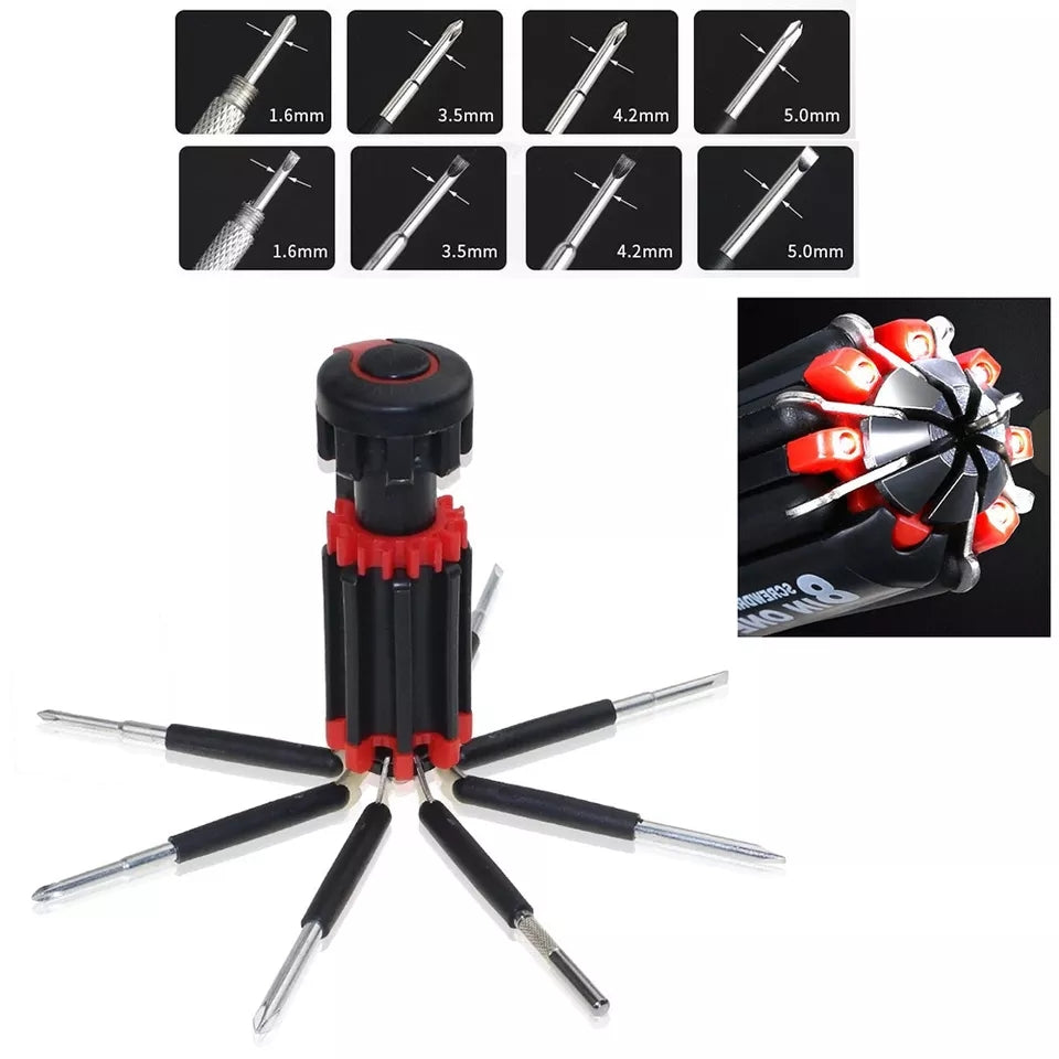 8 in 1 Screwdriver With LED Flashlight