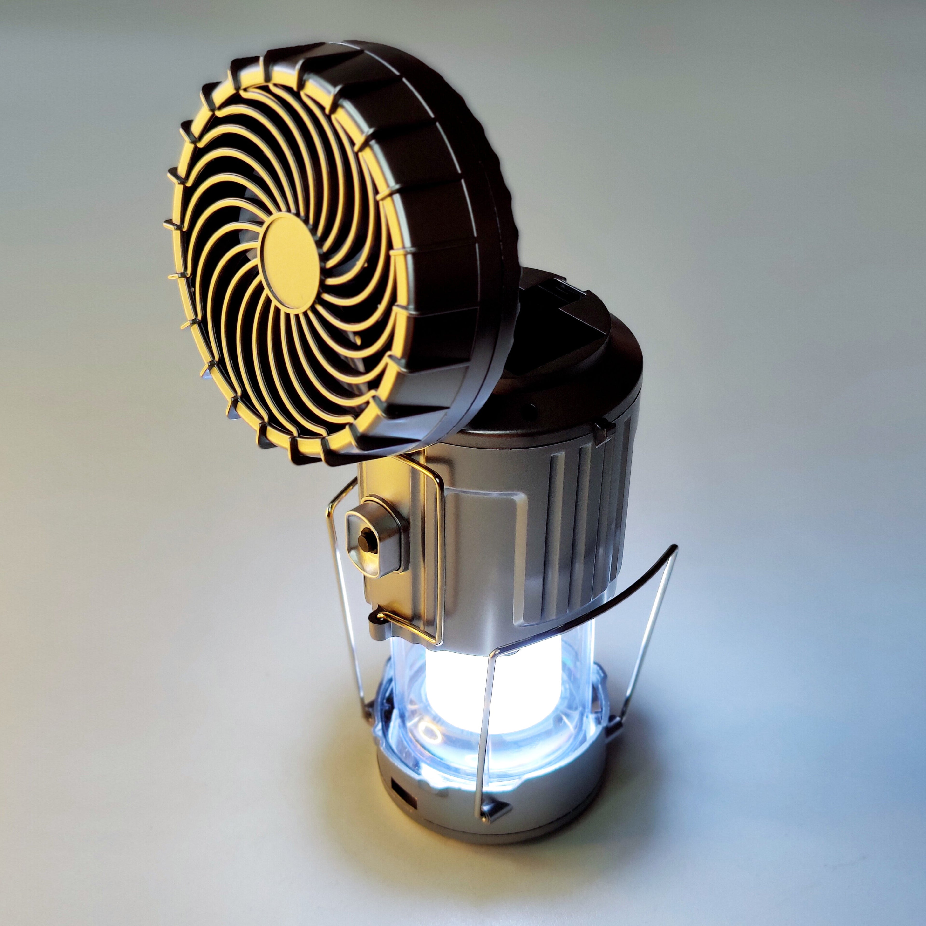 LED Solar Power Fan With Camping Light