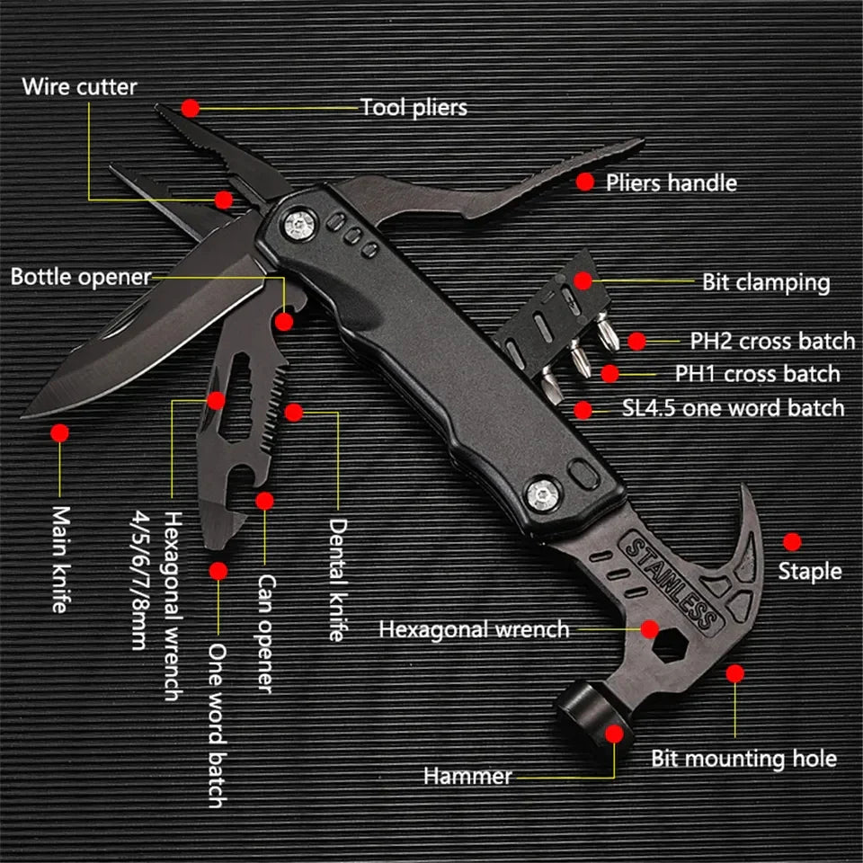 19 in 1 Multitool Claw Hammer With Plier